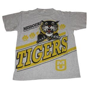 Vintage 90s Missouri Mizzou Tigers Sunrise Turquoise Single Stitch T-Shirt Large